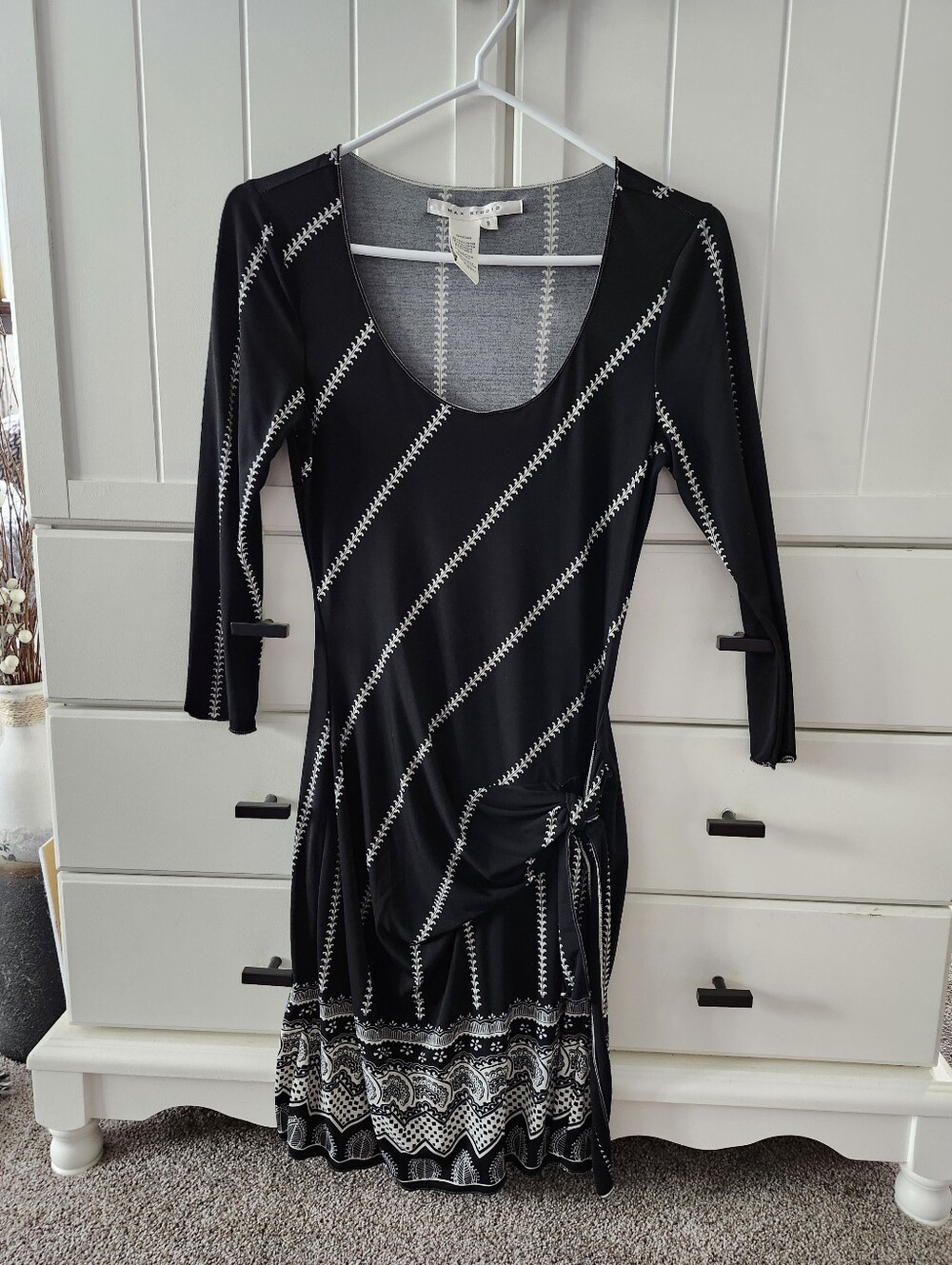 Max Studio Black & White Patterned Scoop-Neck Women's Dress Sz S